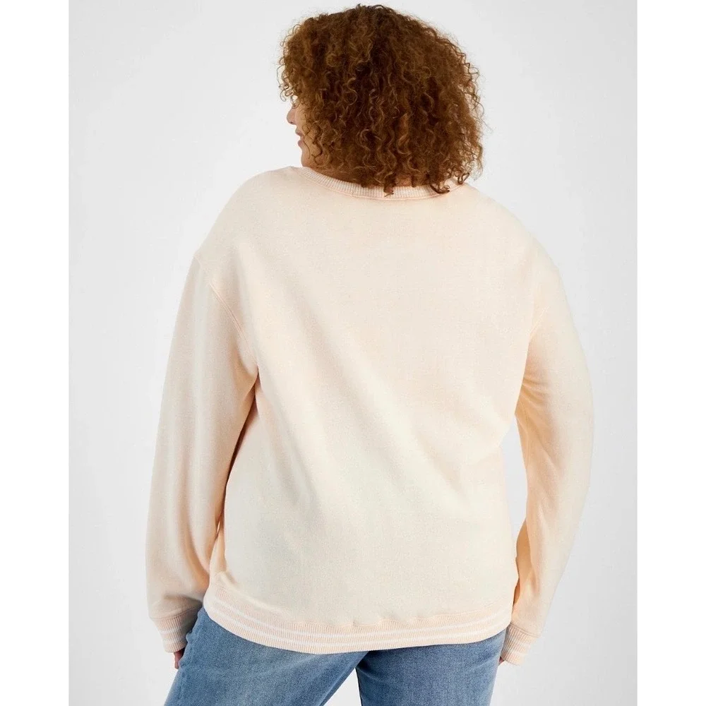 Disney Winnie the Pooh Botanical‎ Sweatshirt Peach Fleece Pullover 2X NEW - Picture 3 of 13